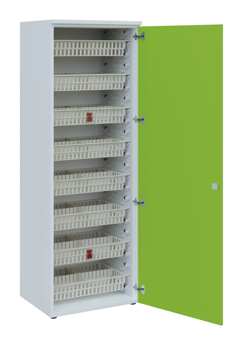 EUROMEDICA D - 66/M ABS skříň léková boxová, 1-dveřová, pravá, 1950x660x535, korpus bílý, dvířka jar